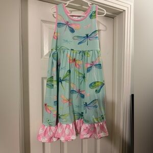 Whimsical Dragonfly Print Kids Dress